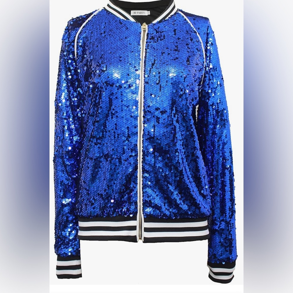 Blue sequin jacket - Picture 2 of 6